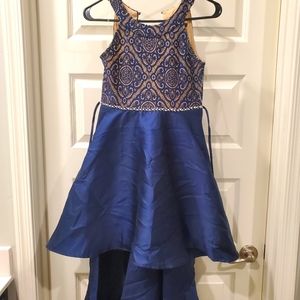 Xtraordinary Cobalt Blue Embellished High-Low Formal Dress